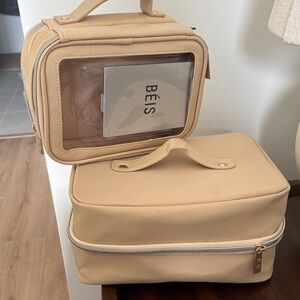 BEIS Beige Clear Window and Travel Makeup Bags